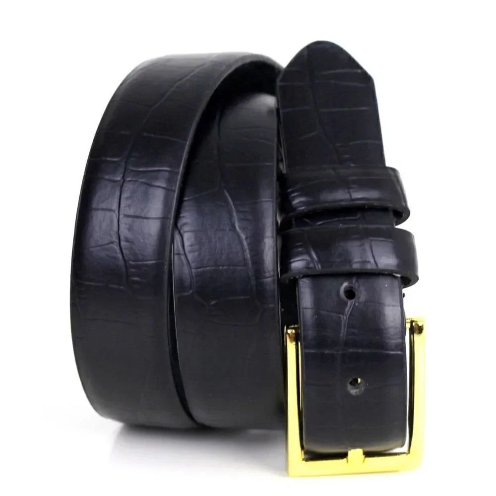 CLASSIC STYLE BLACK GENUINE LEATHER 1 1/8"Wd CASUAL DRESS MEN'S BELT Sz 34 (X85